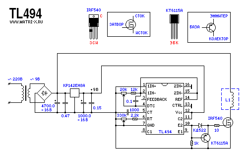 Схема проверки tl494